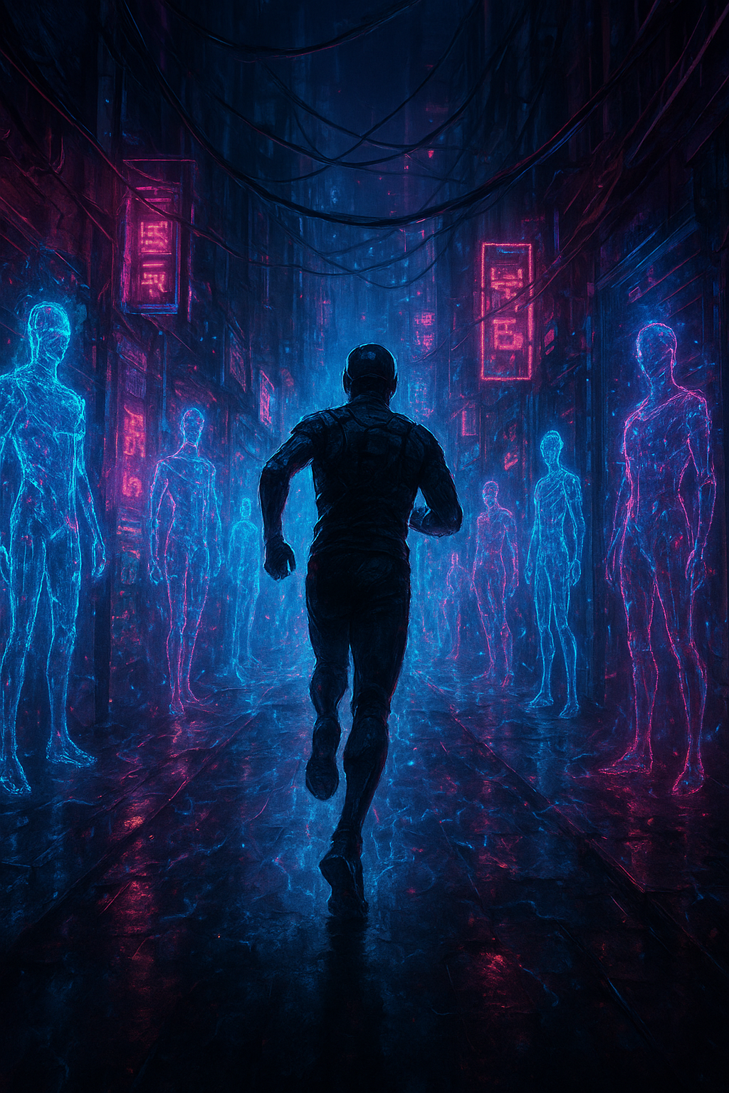 Hologram Alley Runner AI wallpaper, 1024x1536