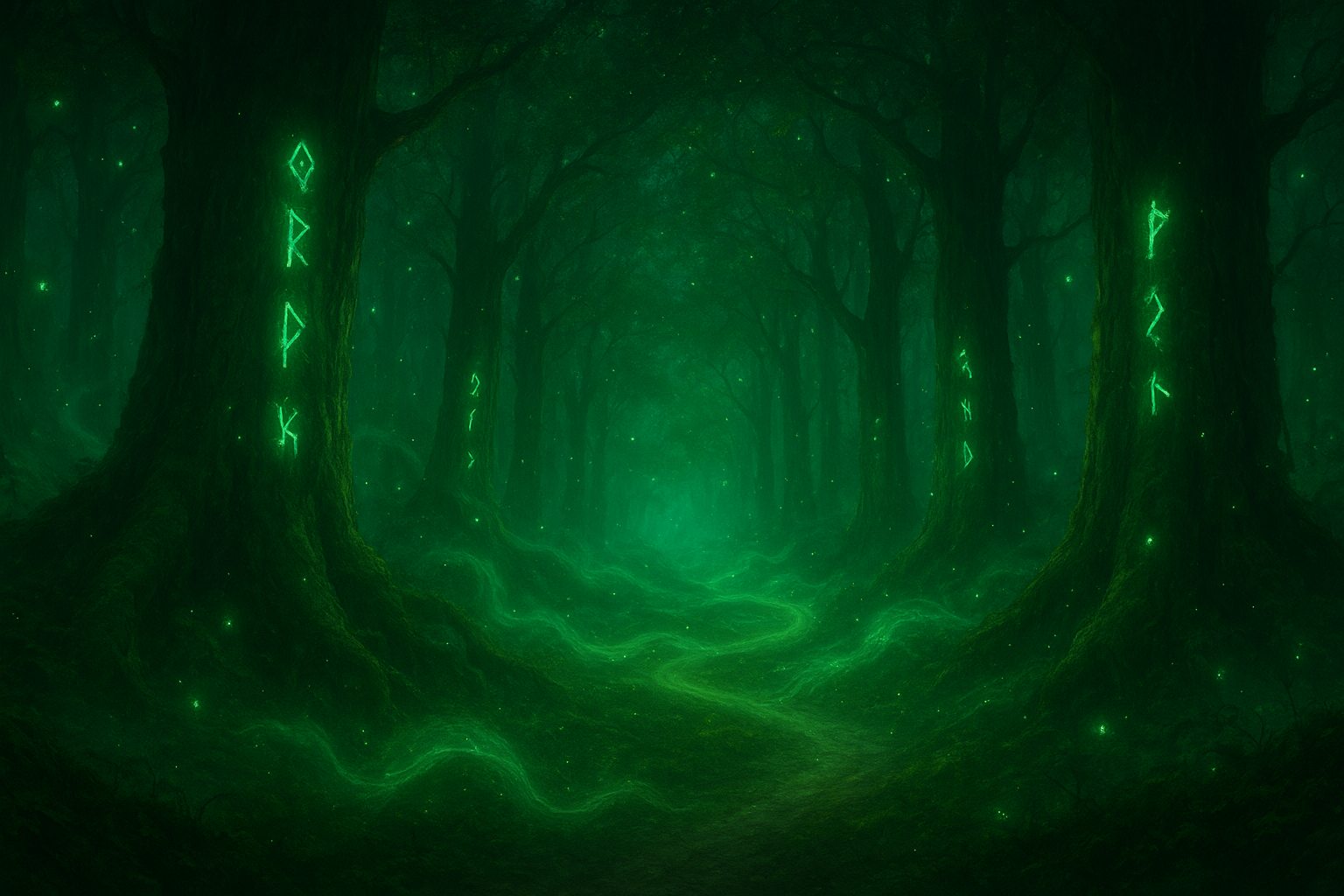 Emerald Spellwoods AI wallpaper, 1536x1024