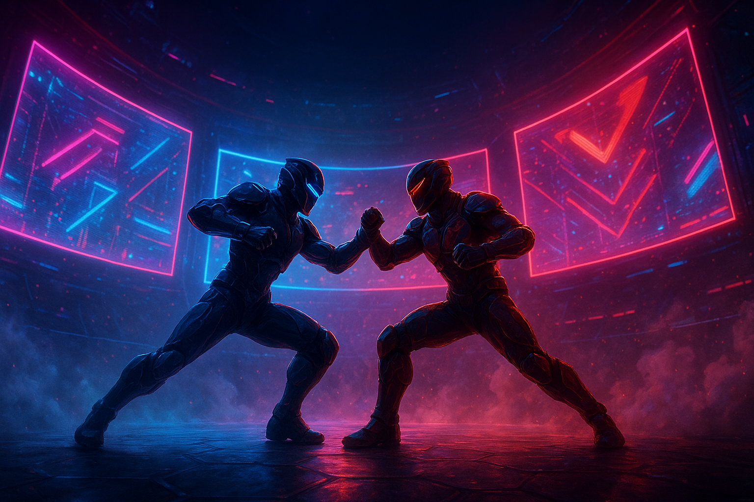 Neon Arena Clash AI wallpaper, 1536x1024